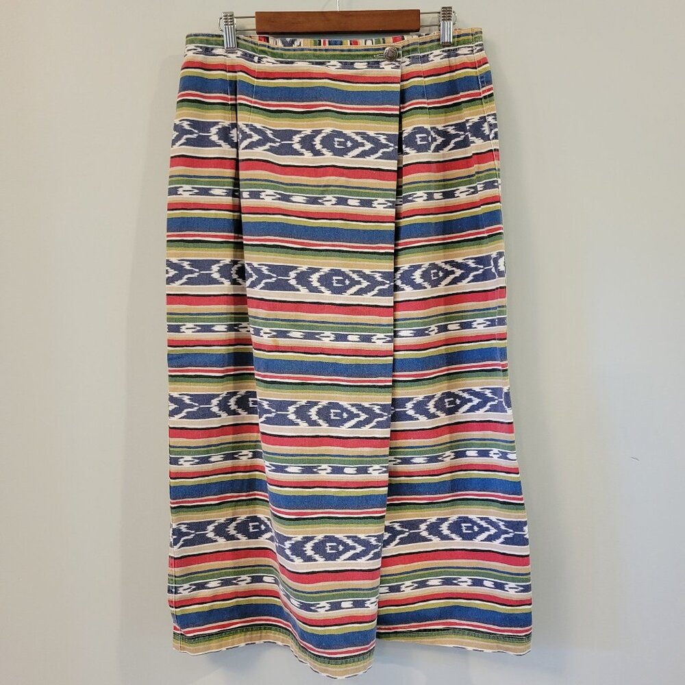 Vtg Susan Bristol Maxi Jean Wrap Skirt Size 12